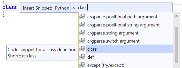 Screenshot, der einen Codeschnipsel für die Klassenverknüpfung zeigt.