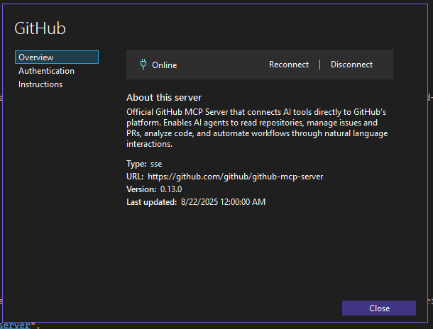 MCP-Serververwaltungs-UI mit Konfigurationsoptionen