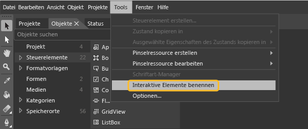 Name Interactive Elements in Blend for Visual Studio