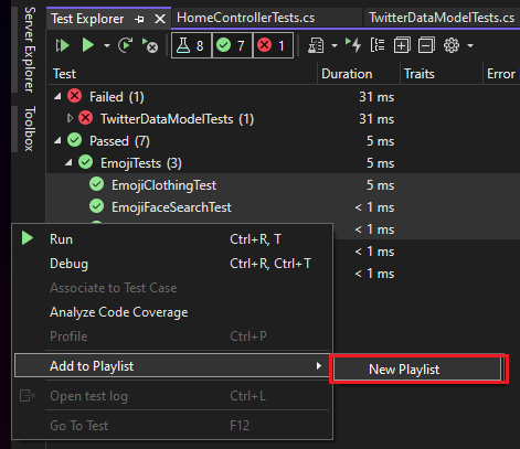 Screenshot mit Auswahlmöglichkeiten zum Erstellen einer Wiedergabeliste.