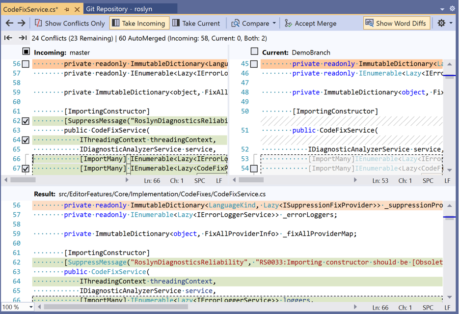 Merge-Editor in Visual Studio