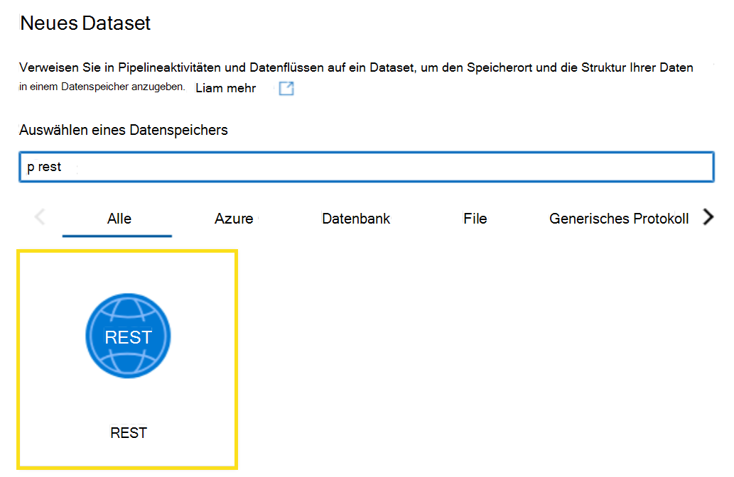 Screenshot: Suchen nach dem Rest-Dataset