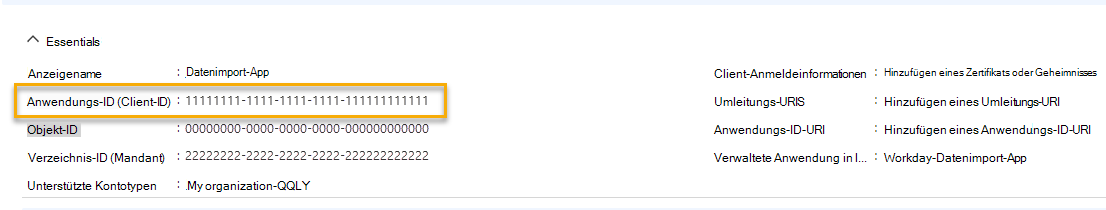 Screenshot: Anwendungsclient-ID