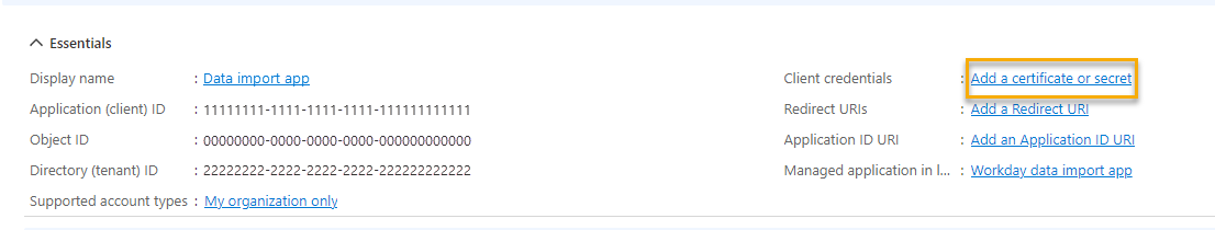 Screenshot: Hinzufügen eines Zertifikats oder Geheimnisses