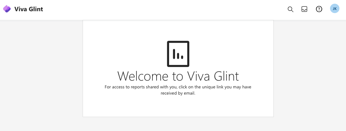 Screenshot: Viva Glint Dashboard für einen Benutzer ohne zugewiesene Rolle