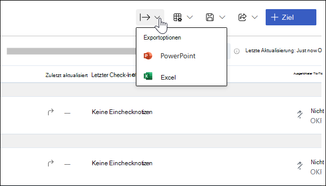 Screenshot der Dropdownliste 
