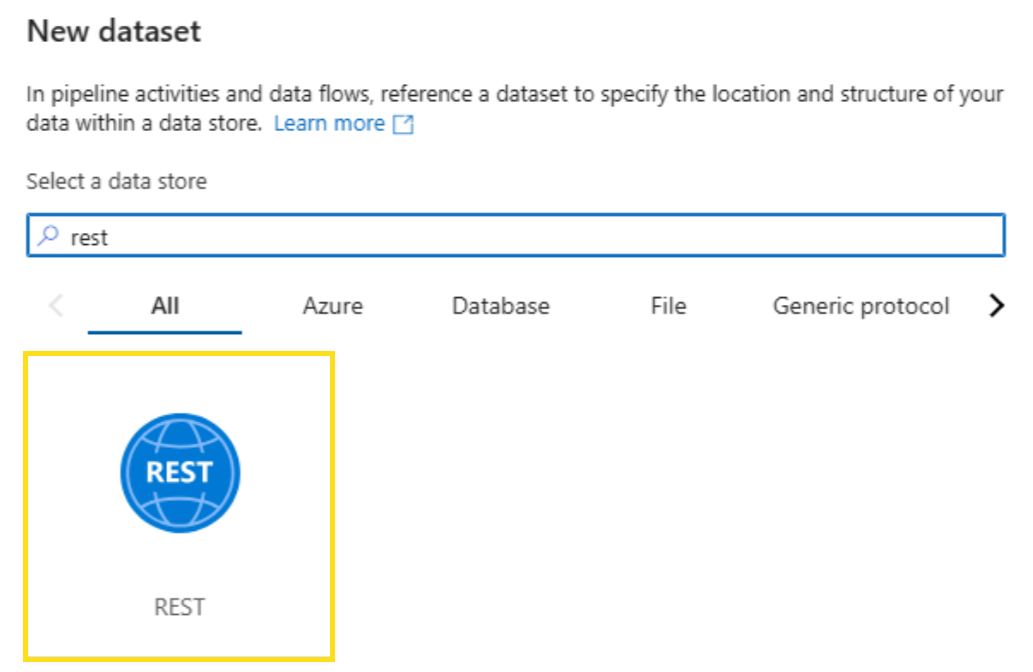 Screenshot: Suchen nach dem Rest-Dataset