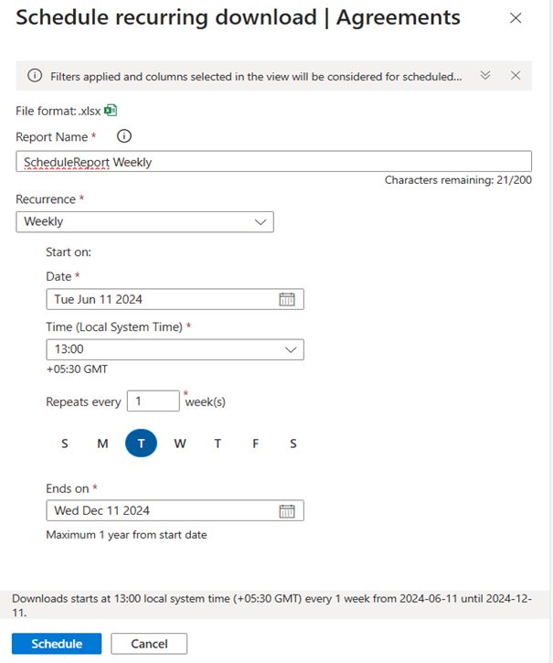 Wöchentliche Terminserie.