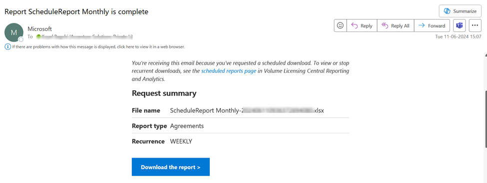 E-Mail des Berichts herunterladen.