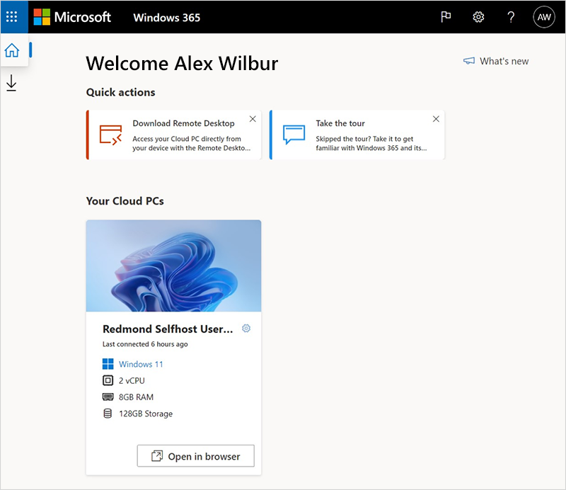 Windows 365-Startseite