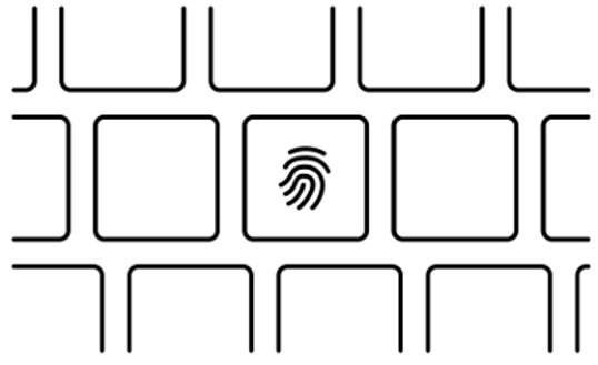 Tastatur mit Fingerabdruckleser auf einer der mittleren Tasten