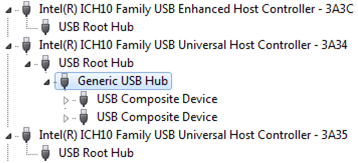 Screenshot eines generischen USB-Hubs, der in Windows Device Manager ausgewählt ist.