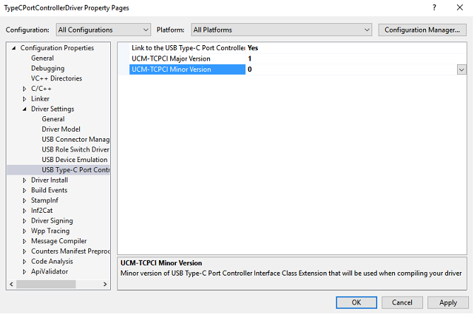Screenshot der Visual Studio-Konfiguration für UCM.