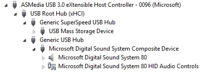 USB 3.0 Hub mit verbundenen Geräten im Geräte-Manager