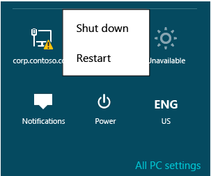 Screenshot that shows the Shut down button within the running DC.