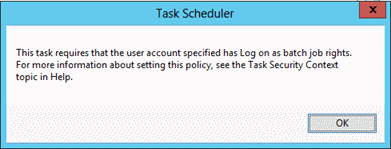 Screenshot that highlights the Task Scheduler dialog box.