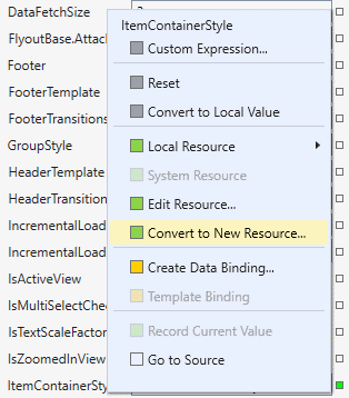 Visual Studio-Eigenschaftenmenü
