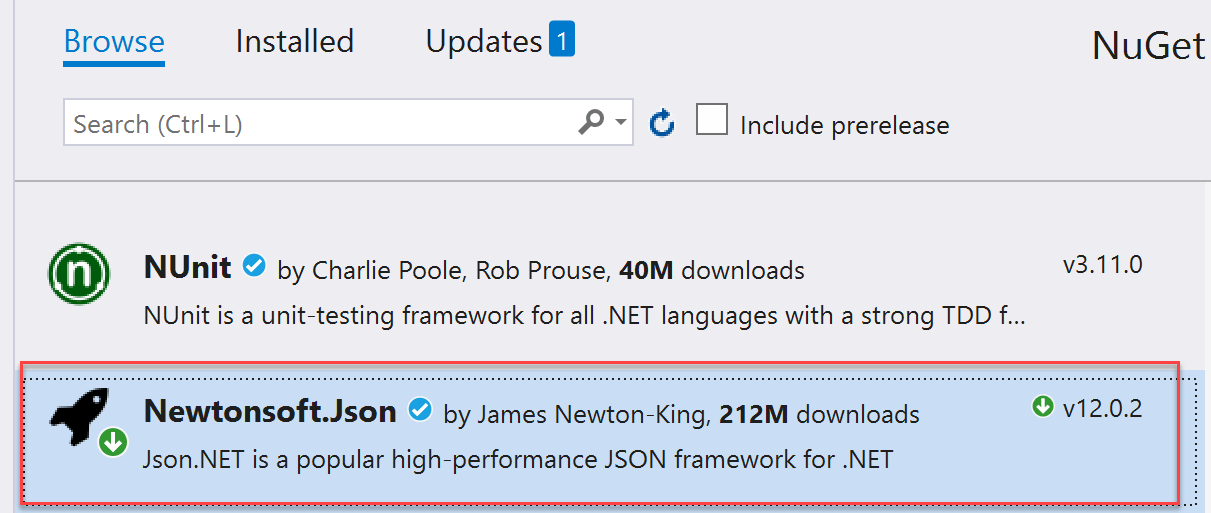 NuGet-Paket NewtonSoft.Json
