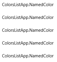 Listenansicht mit der Zeichenfolgendarstellung von Elementen