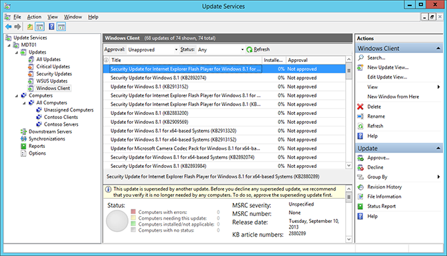Die Windows Server Update Services-Konsole.