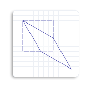illustration of a square skewed 30 degrees counterclockwise from the y-axis and 30 degrees clockwise from the x-axis