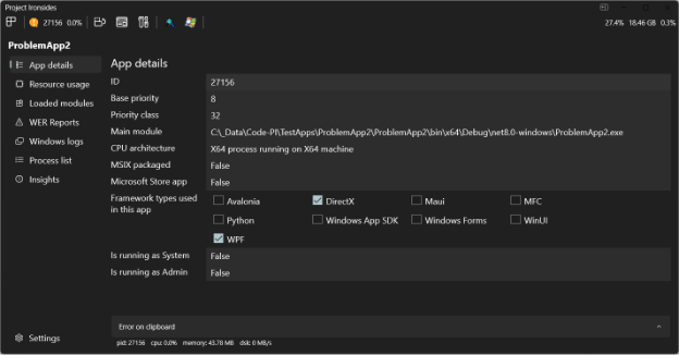Screenshot der Windows Dev Home Project Ironsides-Symbolleiste mit hervorgehobener Symbolleiste 