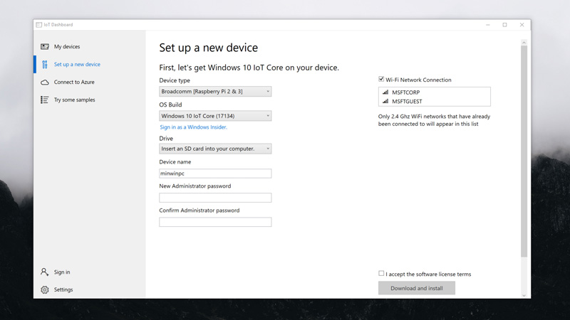 Abbildung: Windows 10 IoT Core-Dashboard