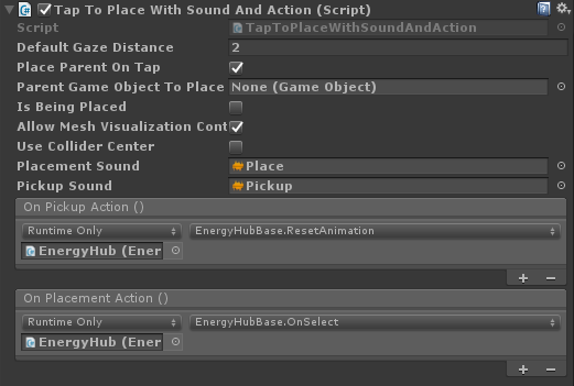Tippen zum Platzieren mit Sound und Aktion