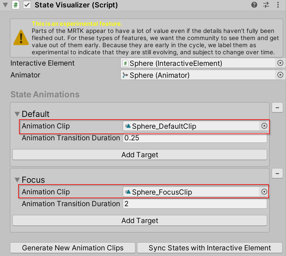 Animationsclips in der Komponente
