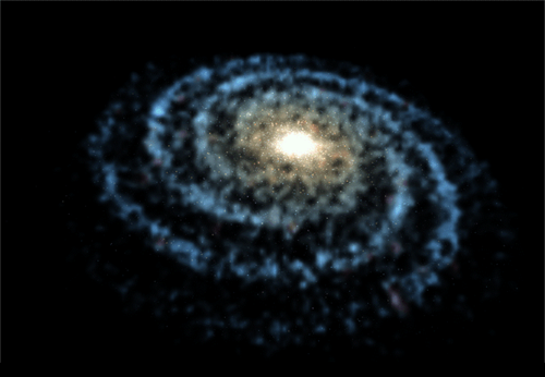 Nahezu Endergebnis des Galaxienrenderings mit Sternen mit voller Auflösung