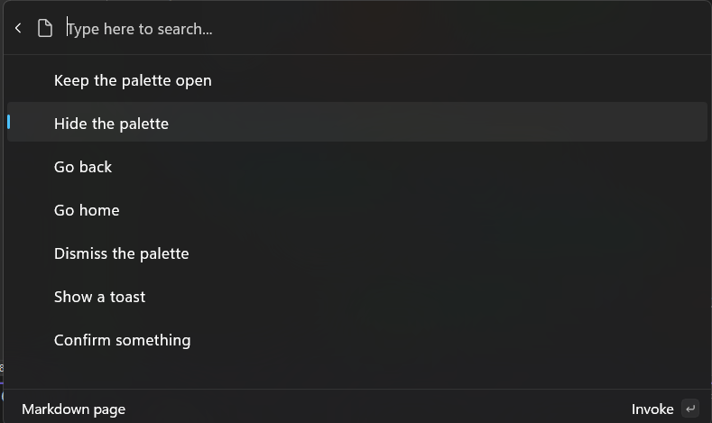 Screenshot der Erweiterung mit mehreren Befehlen für CommandResult