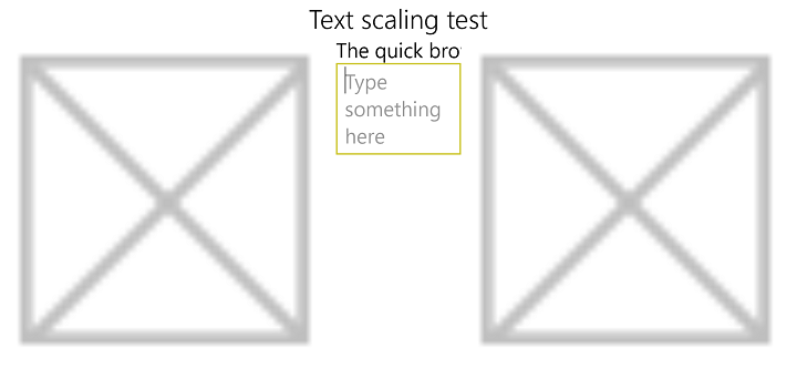Screenshot: Textskalierung von 100 % bis 225 % mit Textausschnitt