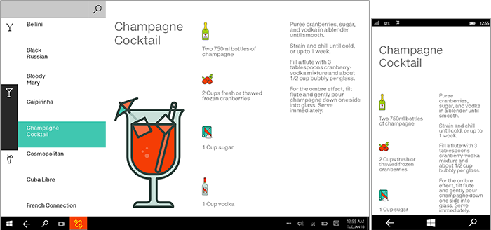 Entwurf für eine App zum Mixen von Cocktails