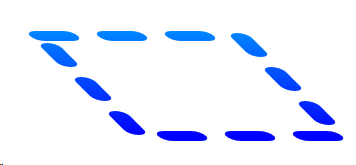 Abbildung eines Strichs mit gestricheltem Strich und einer Verschiebungs- und Dehnungstransformation.