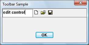 Screenshot eines Dialogfelds mit einem Bearbeitungssteuerelement in der Symbolleiste, das drei Symbolleistensymbolen vorangeht