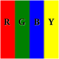 Abbildung von vertikalen Streifen von Rot, Grün, Blau und Gelb