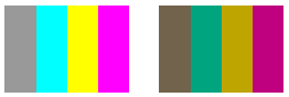 Abbildung mit vier farbigen Balken, dann diese Balken mit unterschiedlichen Farben