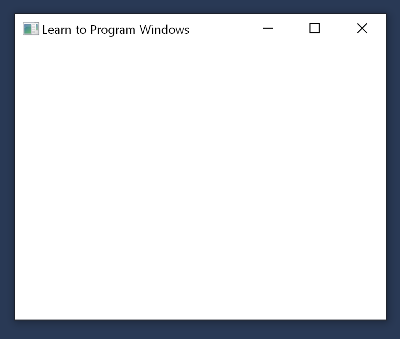 Screenshot des Beispielprogramms, das zeigt, dass es sich um ein leeres Fenster mit dem Titel Learn to Program Windows handelt.