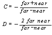 Formeln mit der glFrustum-Funktion, die eine Perspektivmatrix beschreibt.