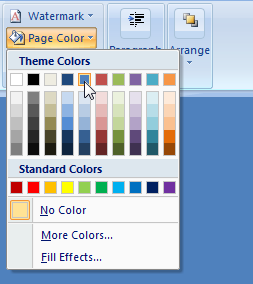 Screenshot der Farbauswahl für Die Seitenfarbe 