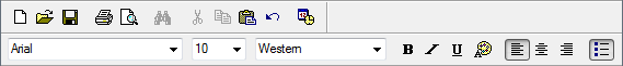 Screenshot der Symbolleiste mit kleinen, unbeschrifteten Symbolen 