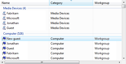 Screenshot von Listenansichtsgruppen, die Listen 