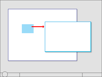 Abbildung eines kontextbezogenen Fensters, das sich rechts vom Objekt befindet 