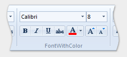 Screenshot des FontControl-Elements mit dem FontWithColor-Attribut, das auf true festgelegt ist.