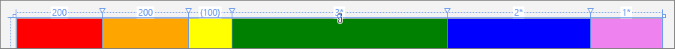 gerenderte Ausgabe des Xaml-Beispiels für gridlength