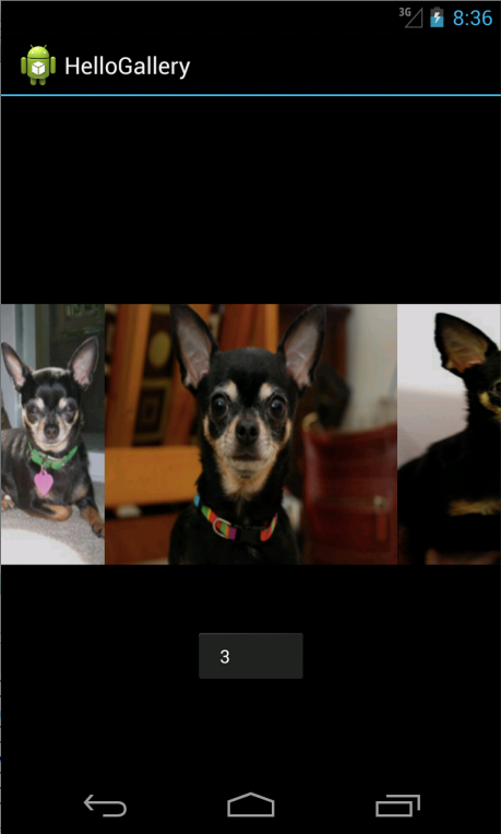 Screenshot: HelloGallery mit Beispielbildern