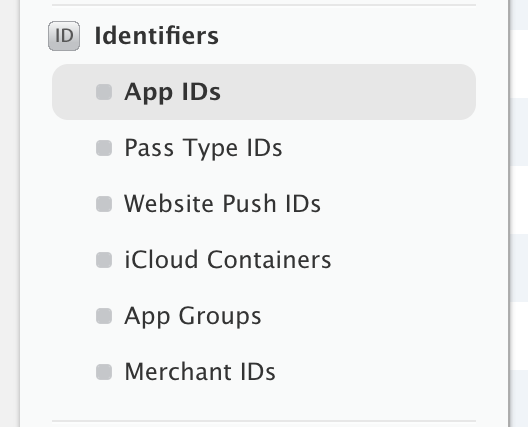 Identifier Section in Developer Center