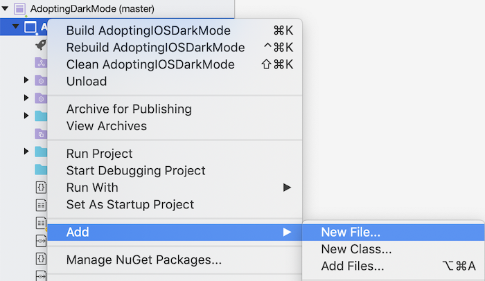 Add Files context menu