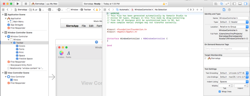 The matching .h file in Xcode