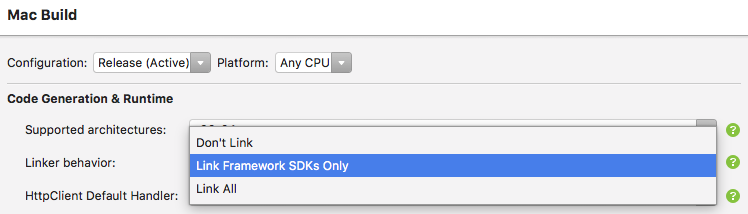 Auswählen des zu verwendenden Linkerverhaltens Auswählen des zu verwendenden Linkerverhaltens